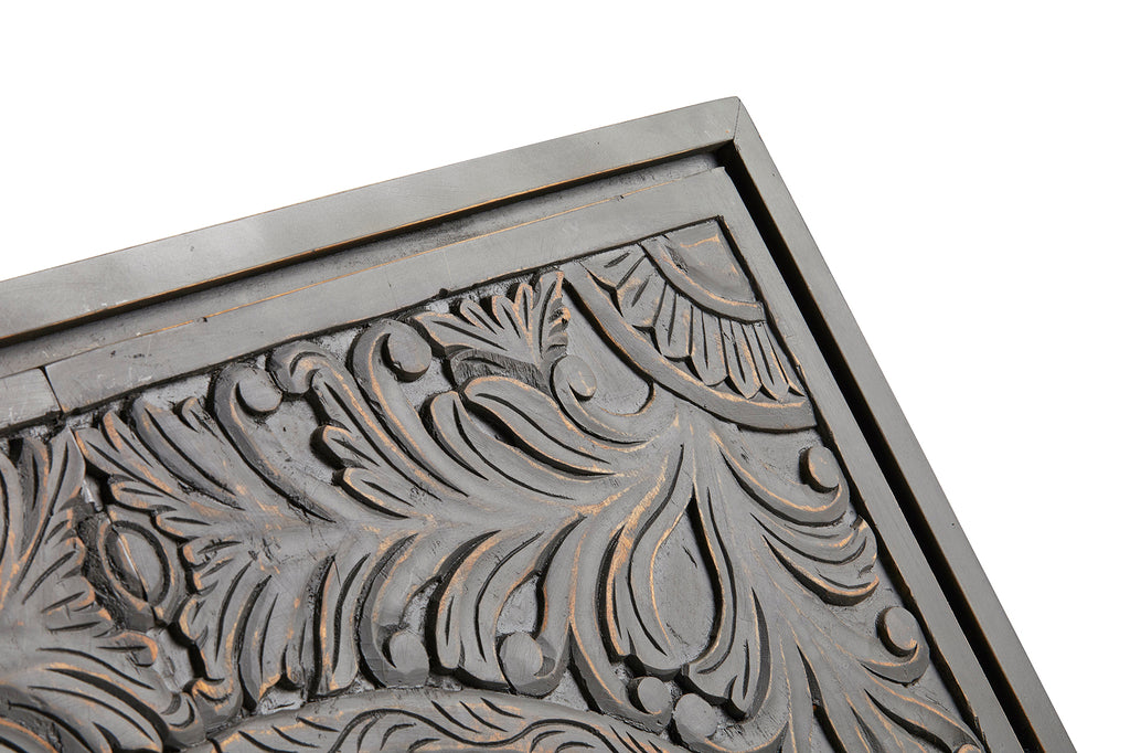 Wandkast Carving | Zwart Mangohout