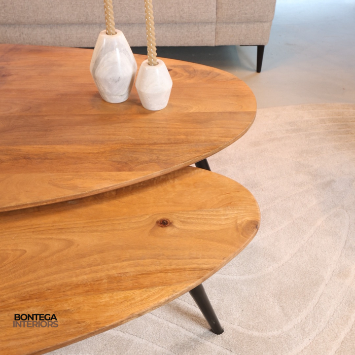 Kassel salontafel organisch, set van 2, Smooth Natural (25mm)