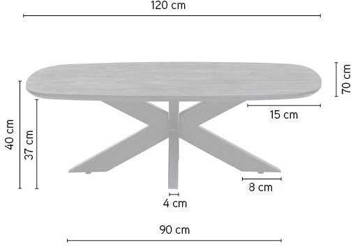 Salontafel Deens Ovaal 120cm | Acacia Black