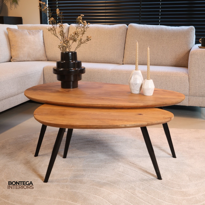 Kassel salontafel organisch, set van 2, Smooth Natural (25mm)