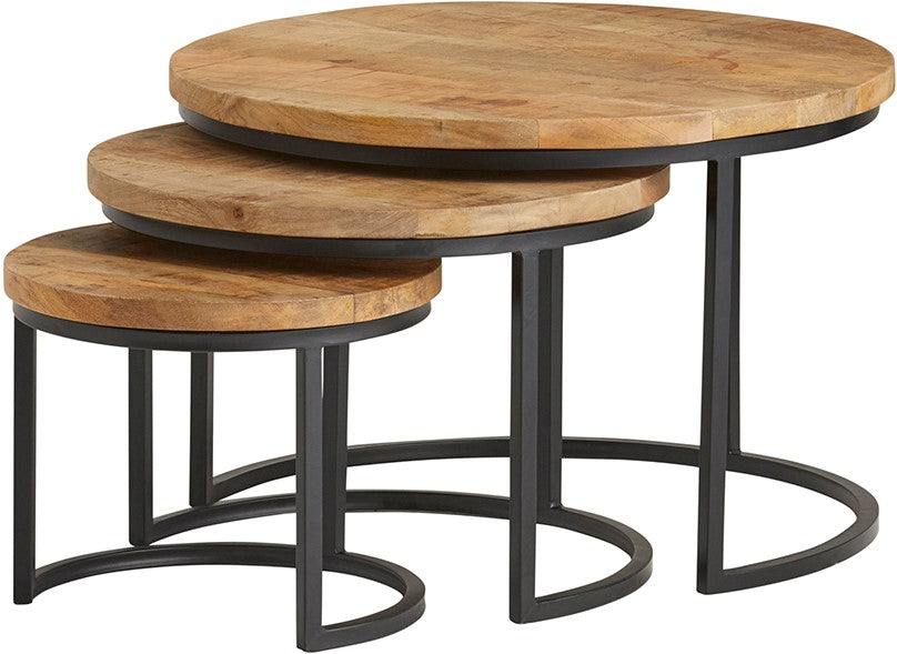 Salontafel Enzo Natural| Set van 3 | Mangohout Naturel