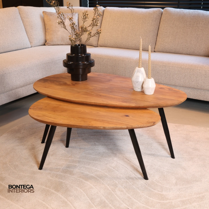 Kassel salontafel organisch, set van 2, Smooth Natural (25mm)