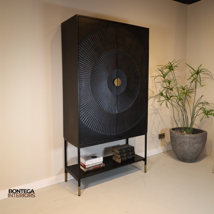 Wandkast Sun | Zwart Mangohout