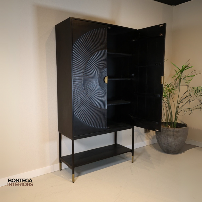 Wandkast Sun | Zwart Mangohout