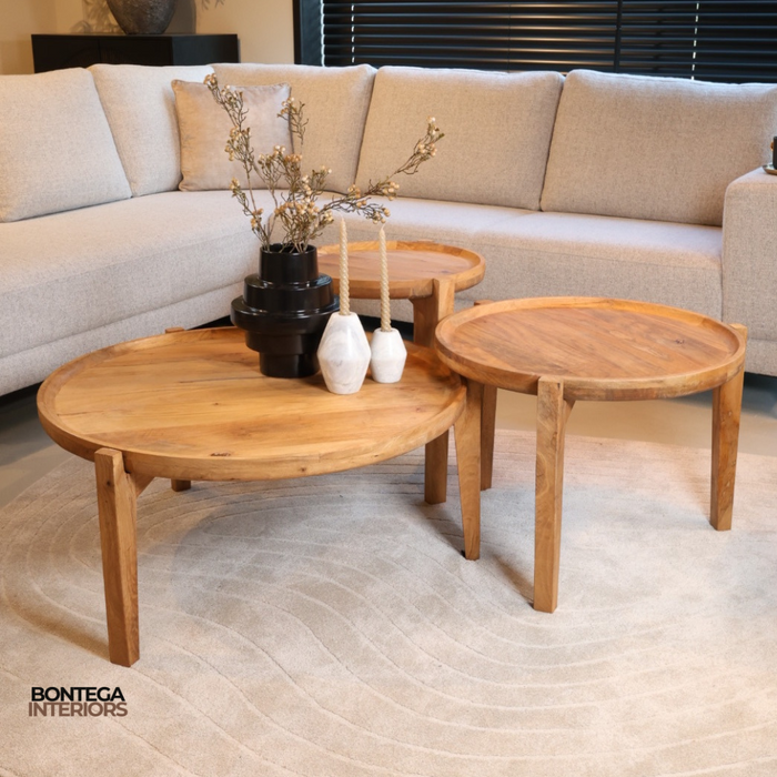 Berlijn salontafel, set van 3, Smooth Natural