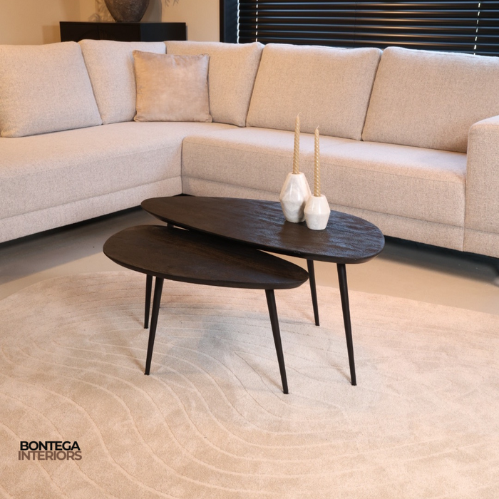 Salontafel Flare | Set van 2 | Zwart Mangohout