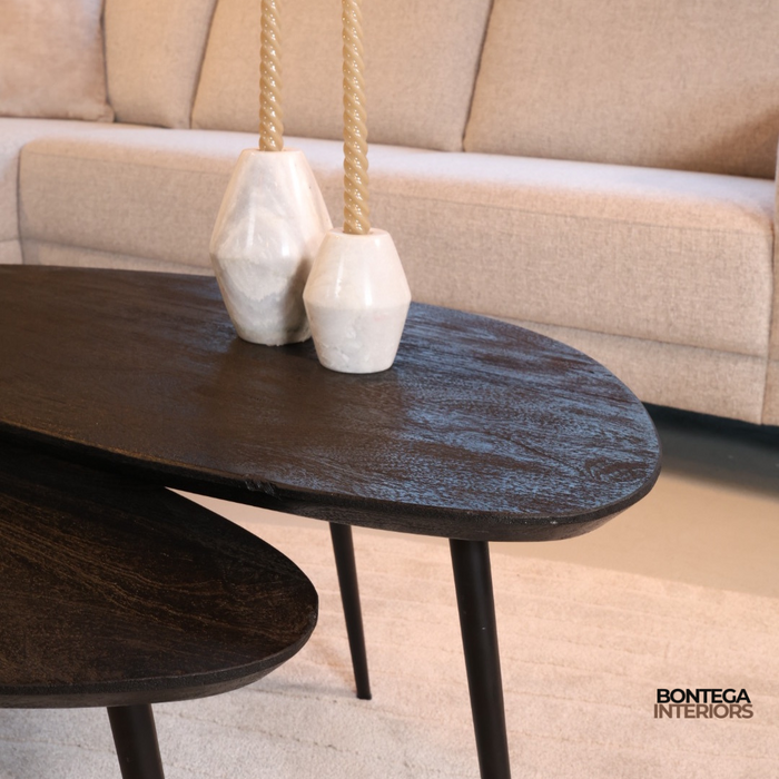 Salontafel Flare | Set van 2 | Zwart Mangohout
