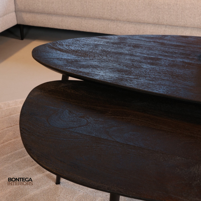 Salontafel Flare | Set van 2 | Zwart Mangohout