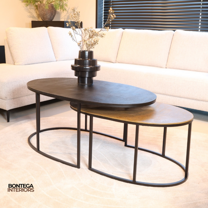 Salontafel Monza | Set van 2 | Blackish bronze and Brass antique
