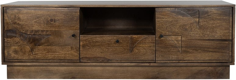 TV dressoir 150 met 2 deuren, 1 lade en 1 open vak, Dark Walnut