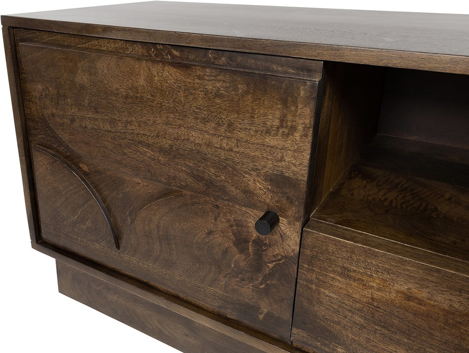 TV dressoir 190 met 3 deuren, 1 lade en 1 open vak, Dark Walnut