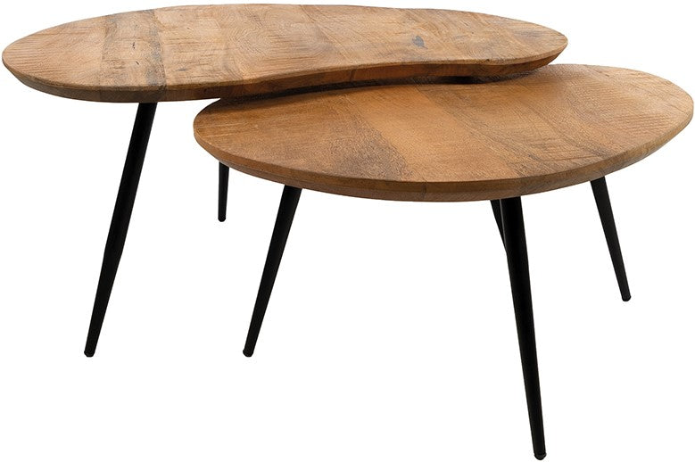 Salontafel Erfurt | Organisch Set van 2 | Mangohout Naturel