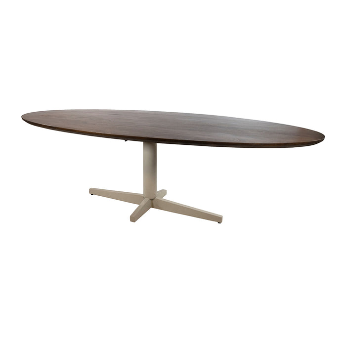 Eetkamertafel 160, ovaal, poot Beige, Mango Brown Walnut
