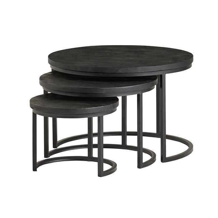 Salontafel Black Enzo | Set van 3 | Zwart Mangohout