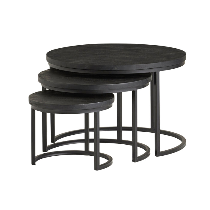 Salontafel Black Enzo | Set van 3 | Zwart Mangohout