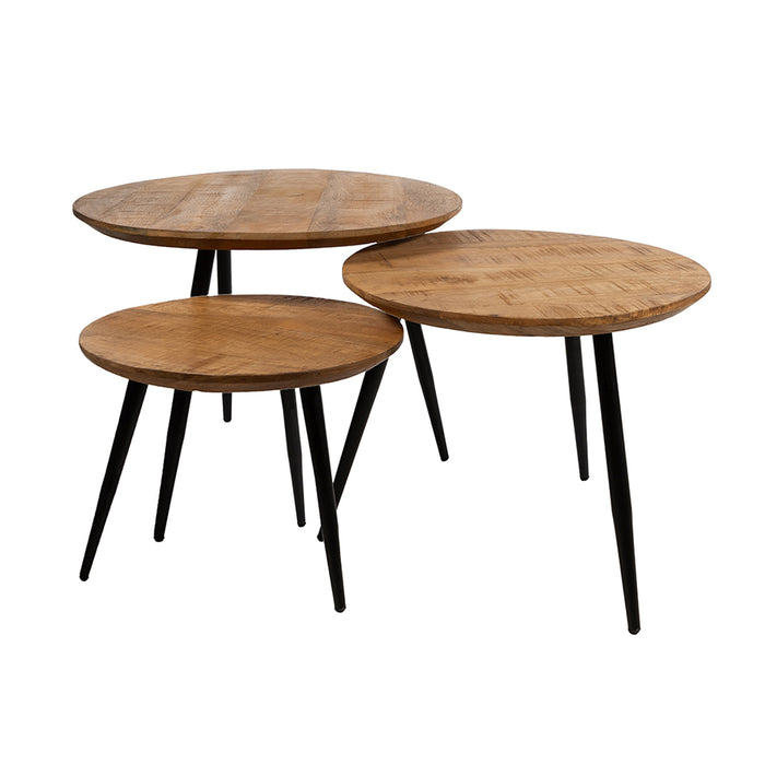 Salontafel München Rond | Set van 3 | Massief Mangohout