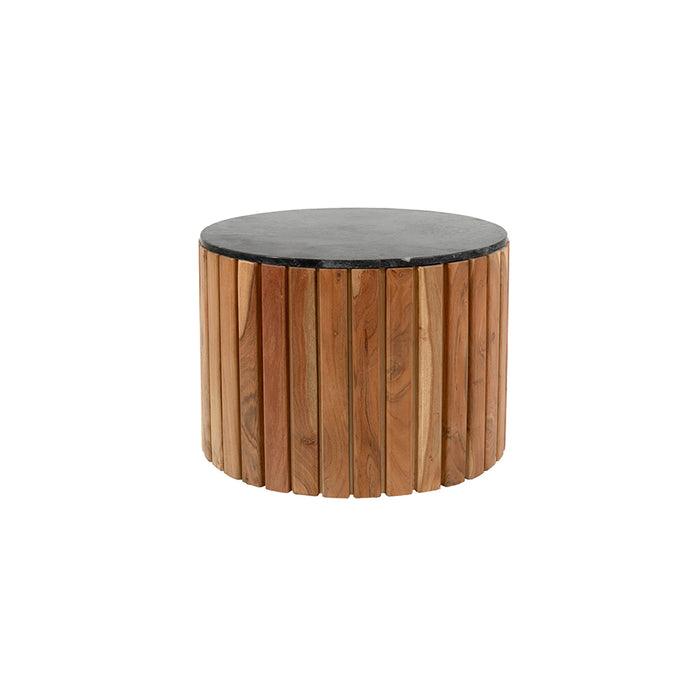 Salontafel Zanzibar | Ø60cm | Zwart Marmer | Acaciahout Naturel